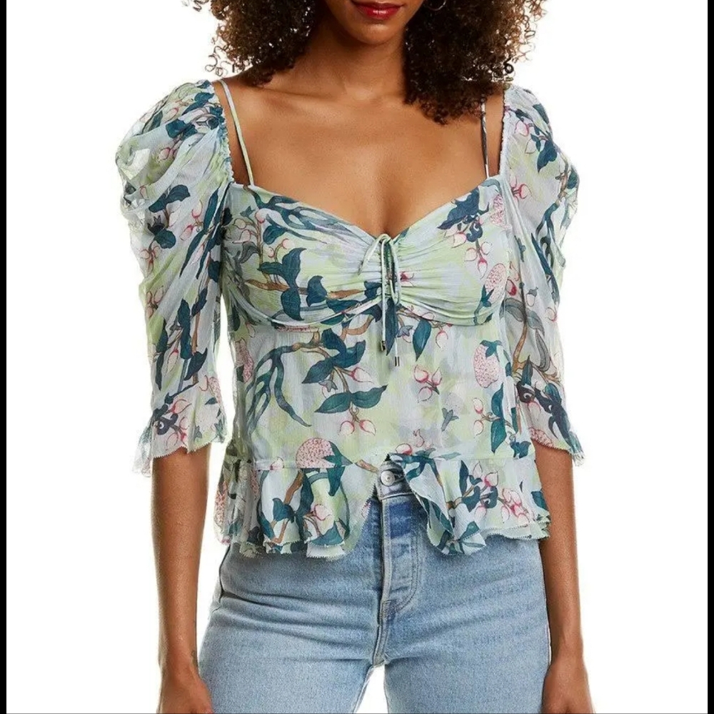 Diane von Furstenberg Floral Amaia Healing Daydream Top ruffle blouse
